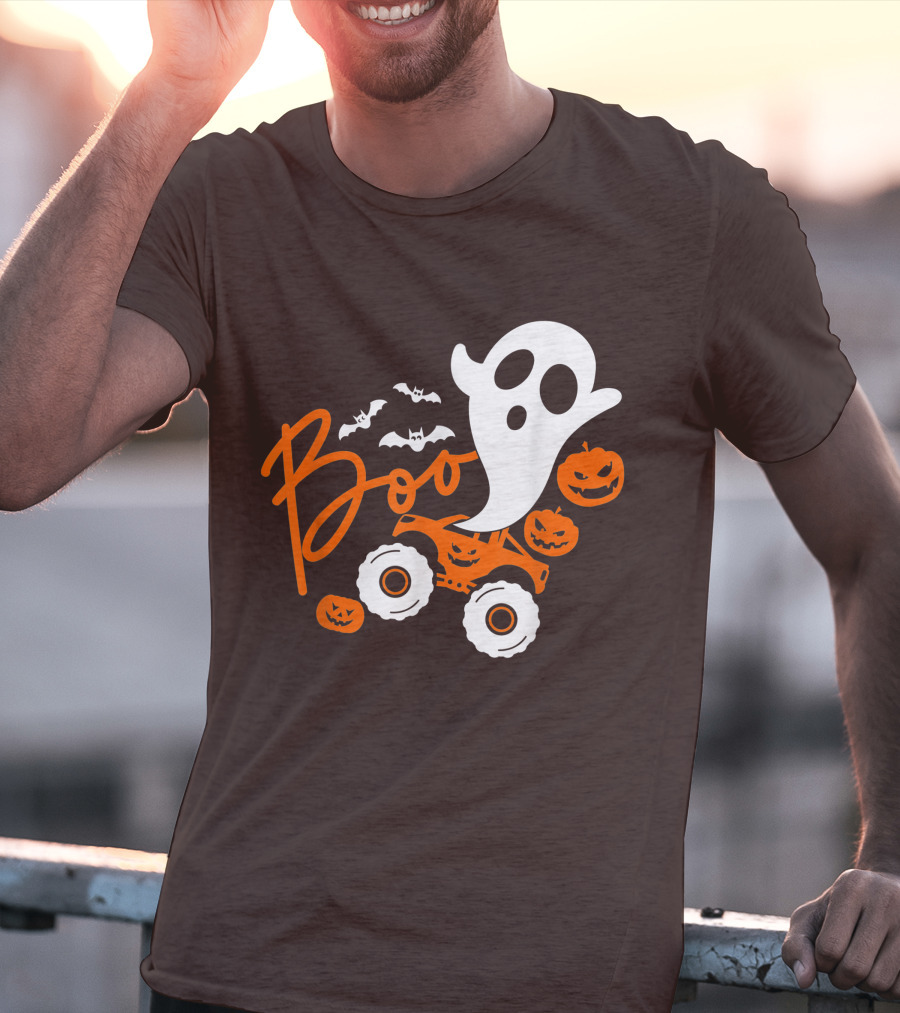 Boo Ghost Monster Truck Halloween Pumpkin Bats T-Shirt