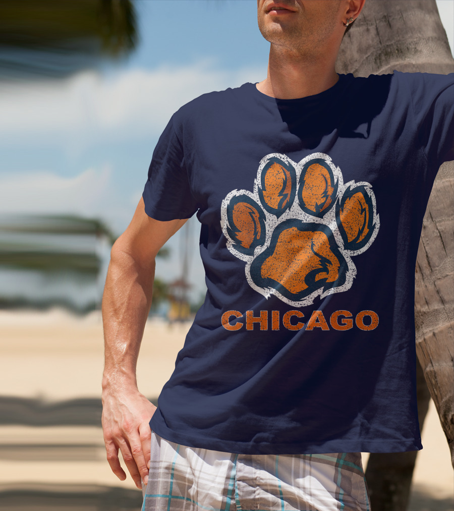 Chicago Bear Paw Orange Vintage Football T-Shirt