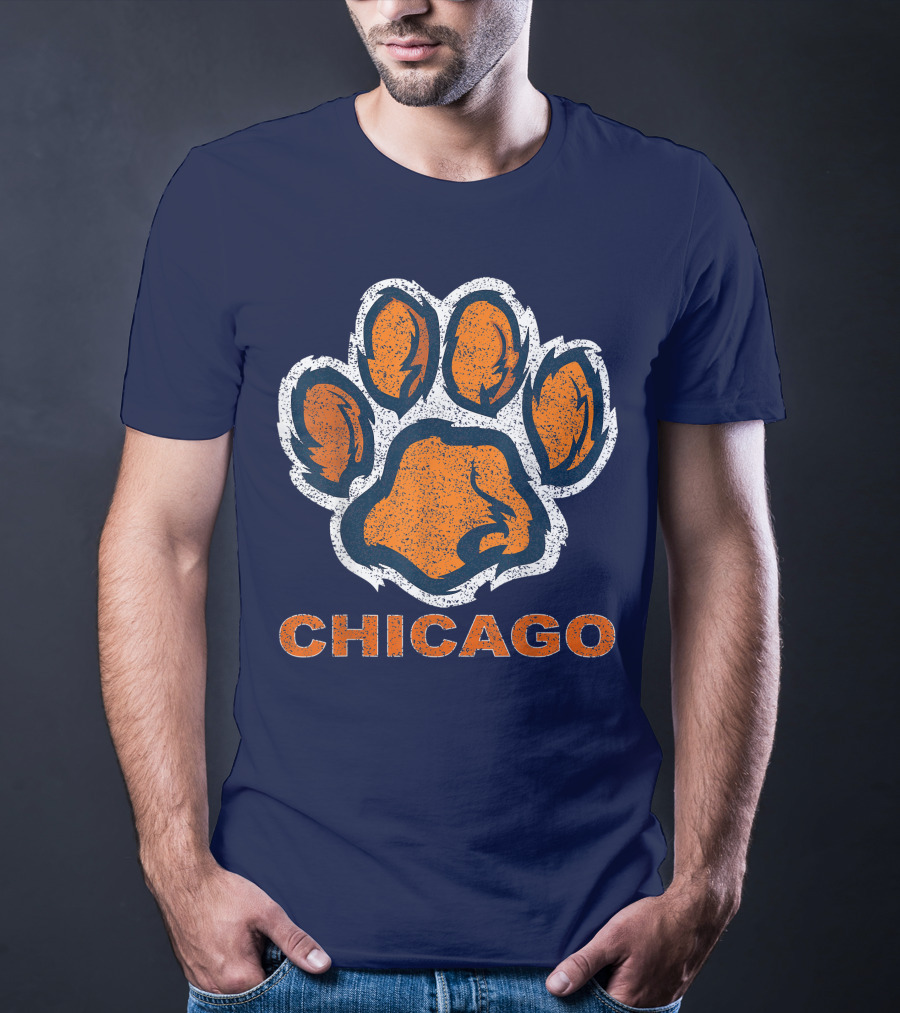 Chicago Bear Paw Orange Vintage Football T-Shirt