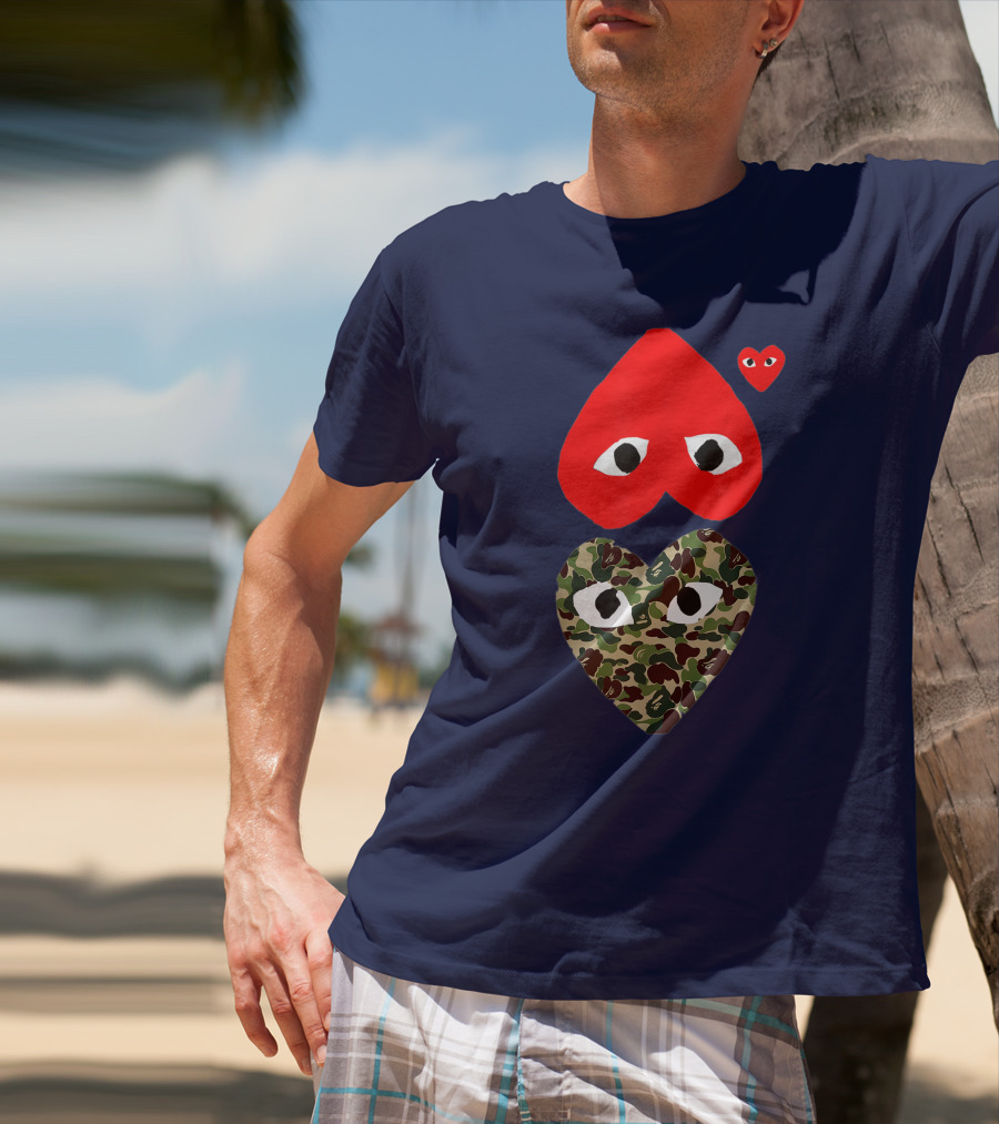 Comme Des Garçons Play Heart Camouflage Eyes T-Shirt