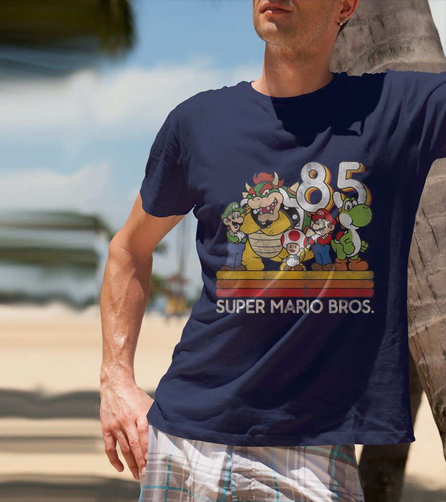 Super Mario Bros. 85 Retro Character Line Up T-Shirt