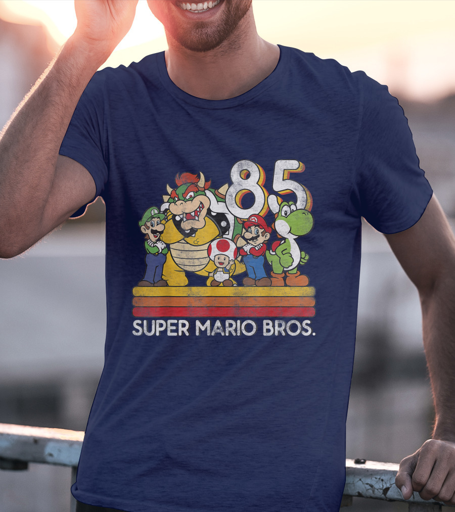 Super Mario Bros. 85 Retro Character Line Up T-Shirt