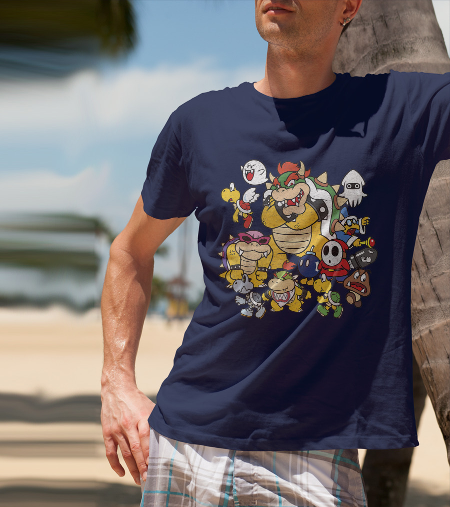 Super Mario Bowser And Classic Enemy Characters Group T-Shirt