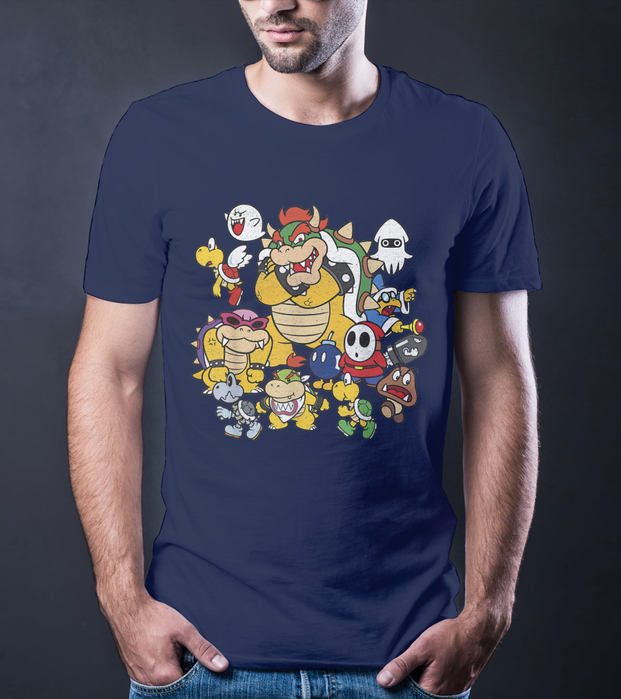Super Mario Bowser And Classic Enemy Characters Group T-Shirt