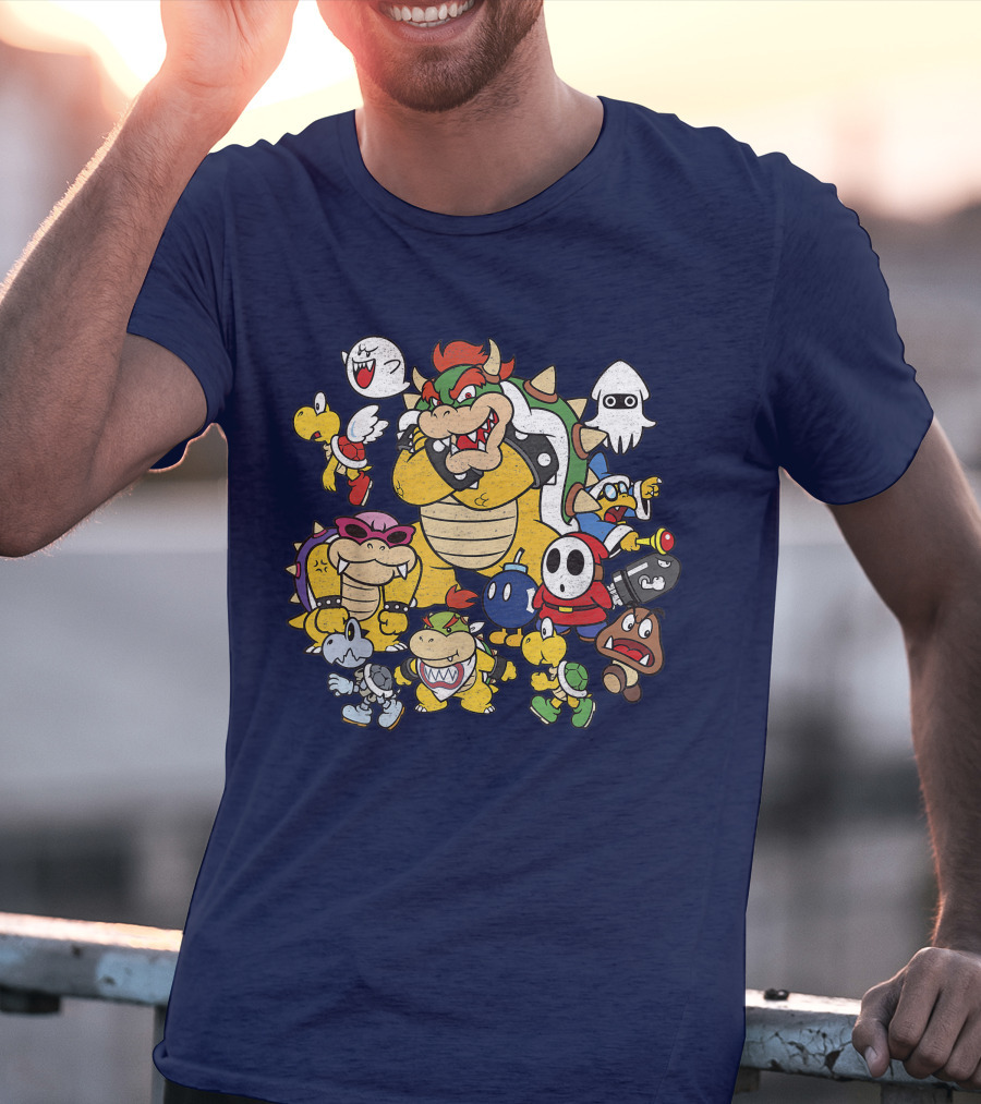 Super Mario Bowser And Classic Enemy Characters Group T-Shirt