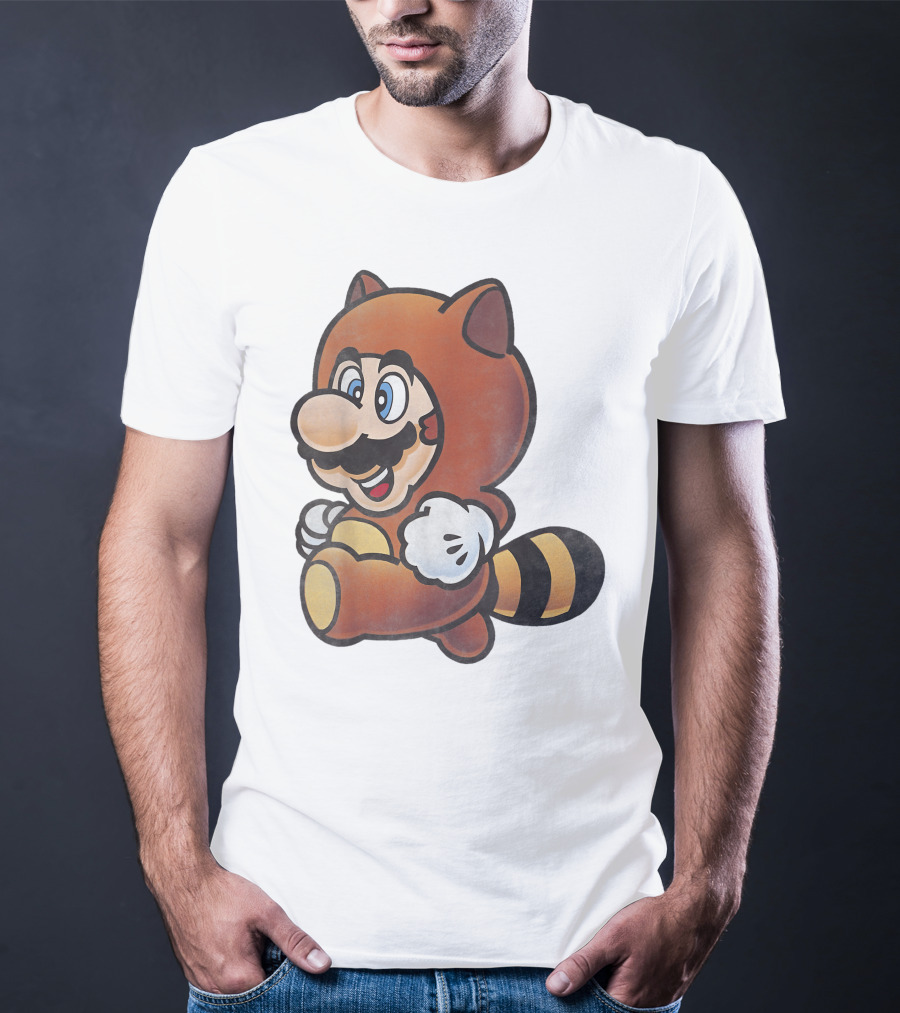 Super Mario Bros Tanooki Mario Power-Up Suit Character T-Shirt