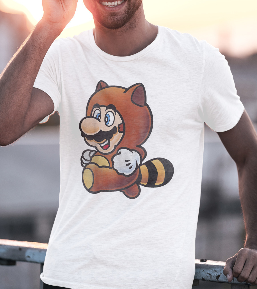 Super Mario Bros Tanooki Mario Power-Up Suit Character T-Shirt