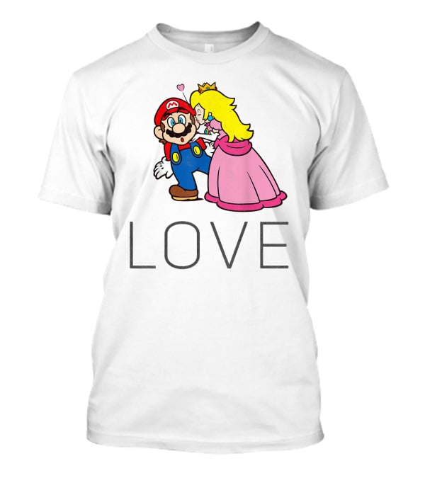 Super Mario Princess Peach Kiss Love Iconic Funny Moment T-Shirt