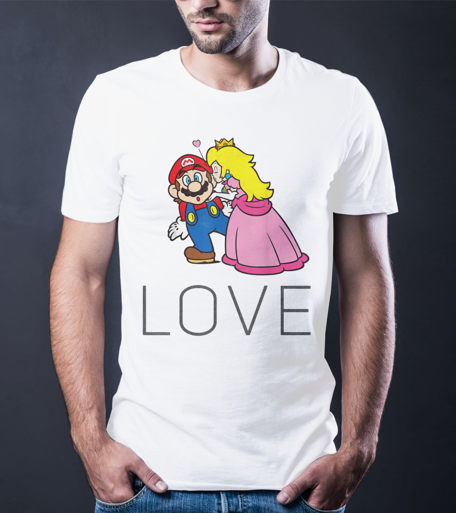 Super Mario Princess Peach Kiss Love Iconic Funny Moment T-Shirt