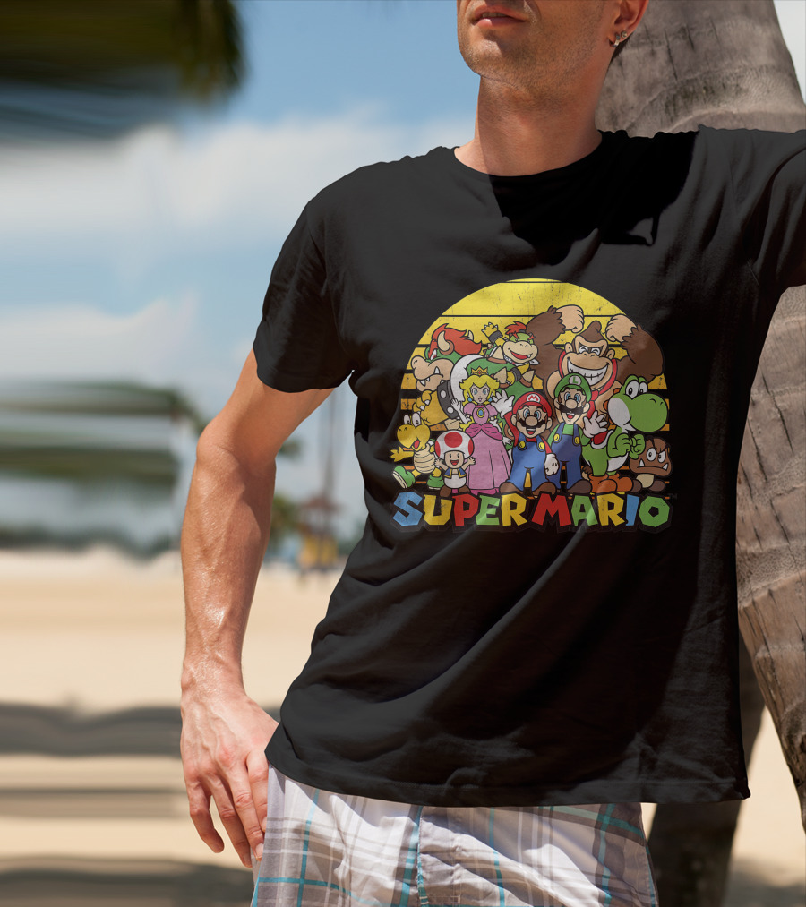 Super Mario Group Characters With Mario, Luigi, Princess Peach, Yoshi, Bowser, And Donkey Kong T-Shirt