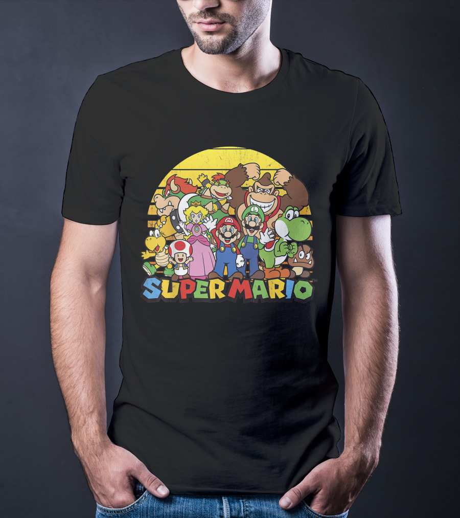 Super Mario Group Characters With Mario, Luigi, Princess Peach, Yoshi, Bowser, And Donkey Kong T-Shirt