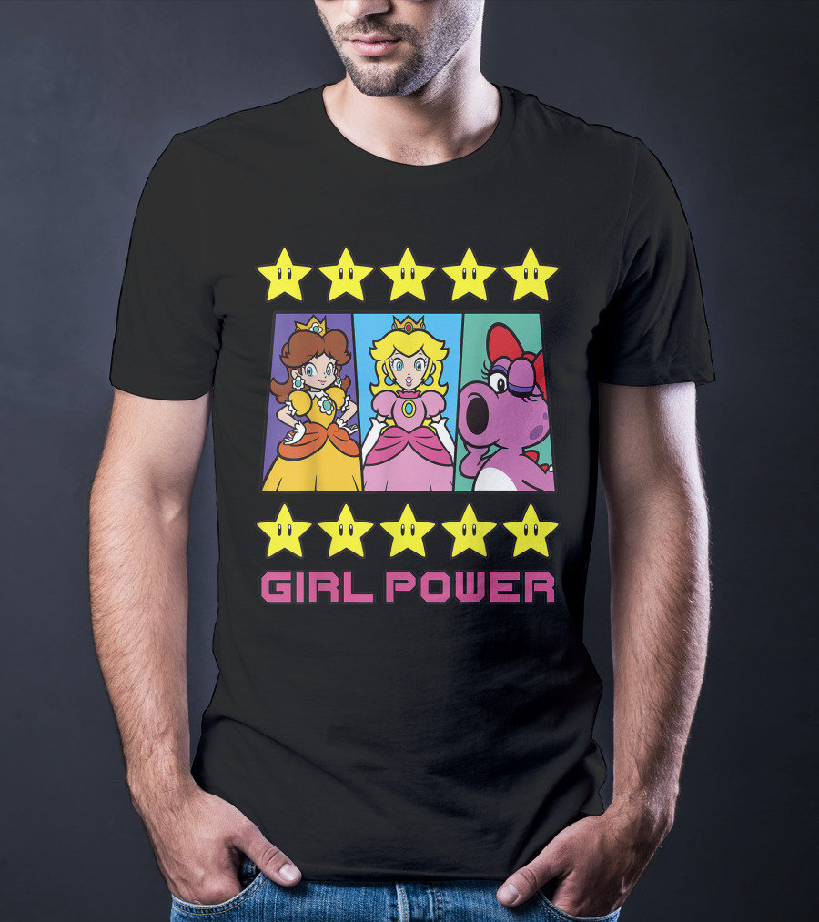 Super Mario Daisy Peach Birdo Girl Power Star Icons T-Shirt