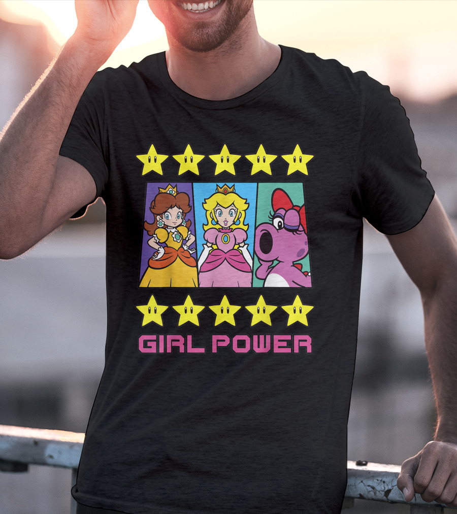 Super Mario Daisy Peach Birdo Girl Power Star Icons T-Shirt