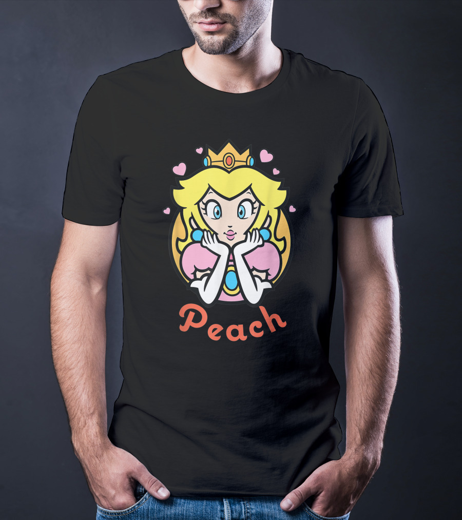 Super Mario Princess Peach With Hearts T-Shirt