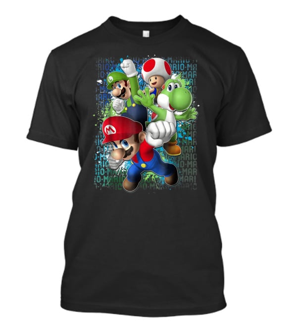Super Mario Luigi Toad Yoshi Paint Splatter Action T-Shirt