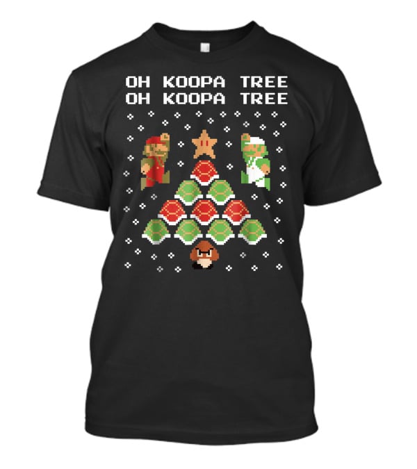 Oh Koopa Tree Mario Goomba Christmas Pixel T-Shirt
