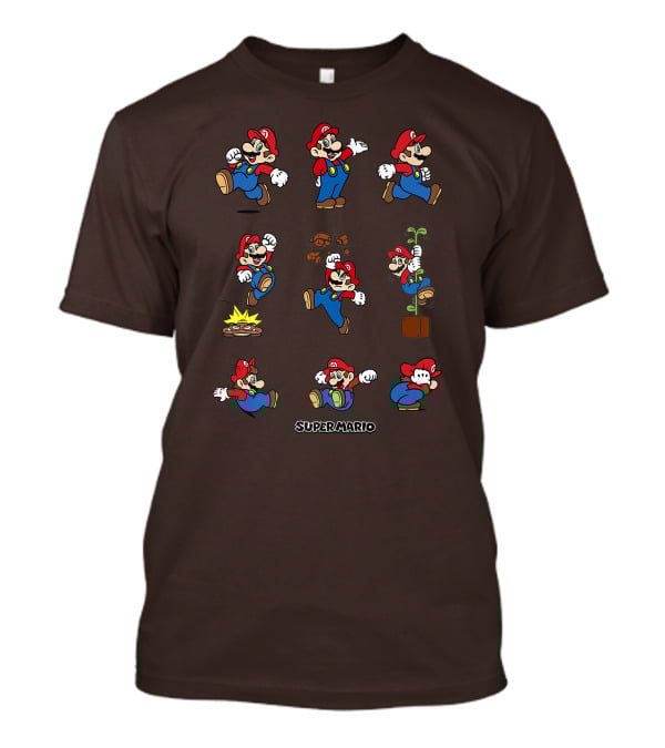Super Mario All The Moves Funny Action Series T-Shirt