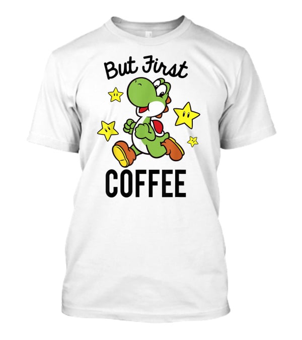 But First Coffee Funny Super Mario Yoshi Stars T-Shirt