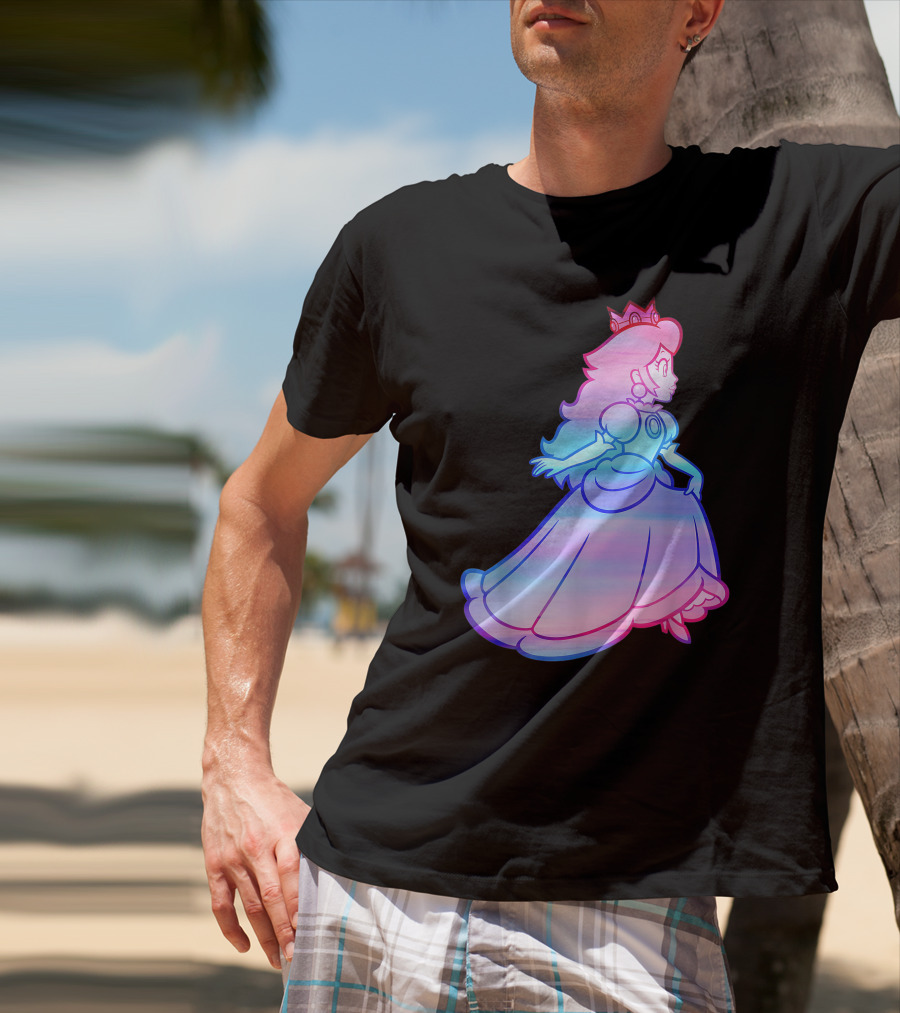 Super Mario Princess Peach Neon Gradient T-Shirt