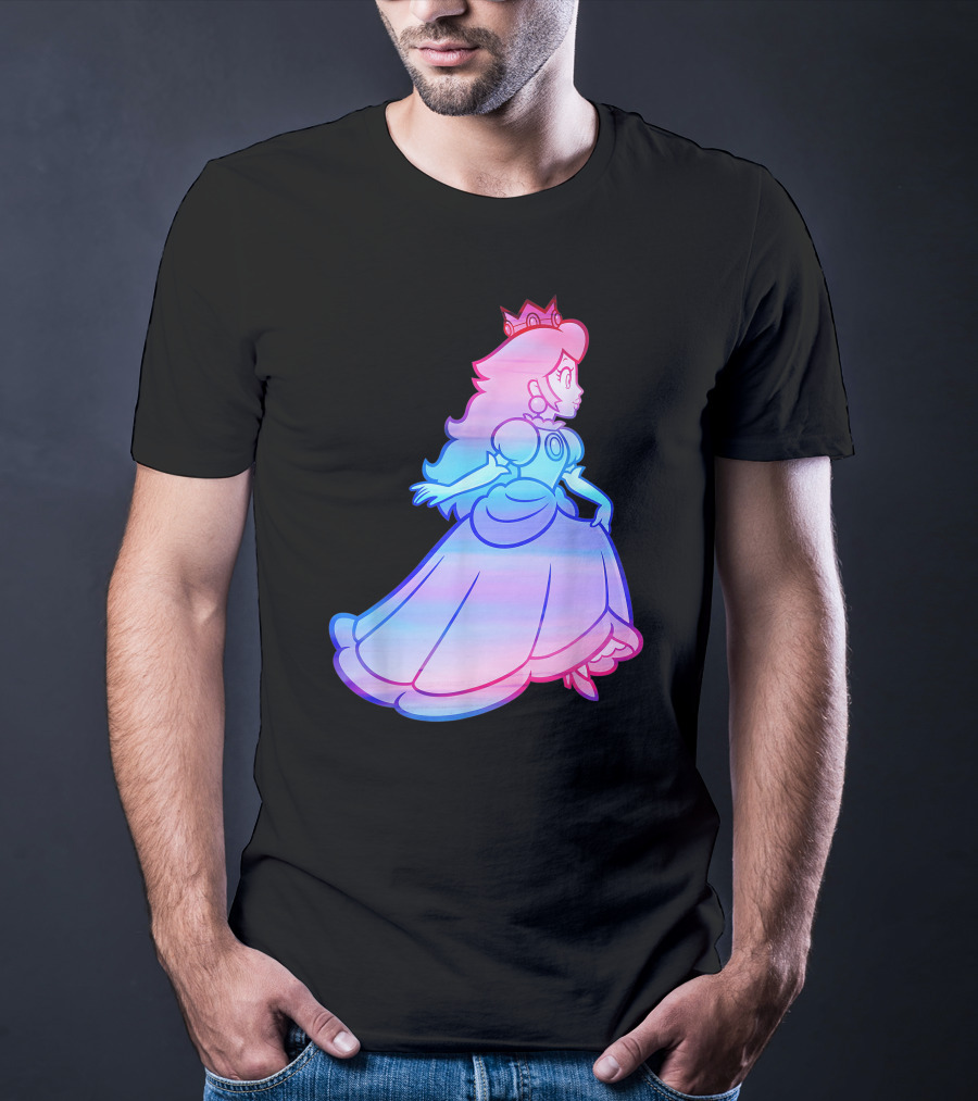 Super Mario Princess Peach Neon Gradient T-Shirt