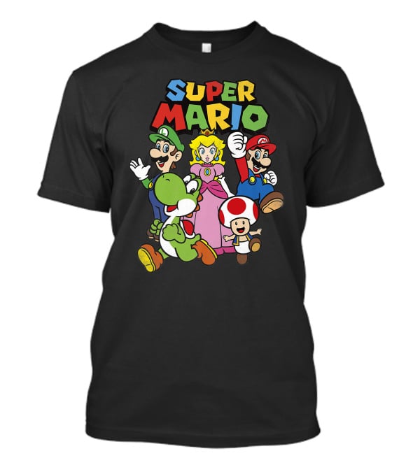 Super Mario Luigi Peach Yoshi Toad Heroes Group T-Shirt