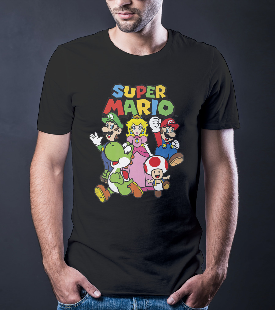 Super Mario Luigi Peach Yoshi Toad Heroes Group T-Shirt