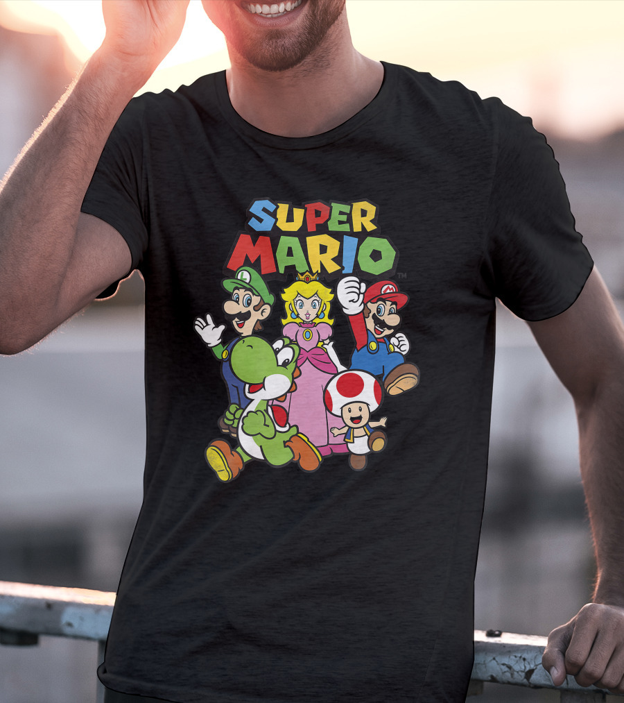 Super Mario Luigi Peach Yoshi Toad Heroes Group T-Shirt