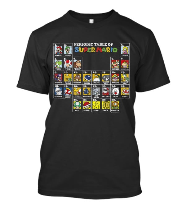 Periodic Table Of Super Mario Characters And Items T-Shirt