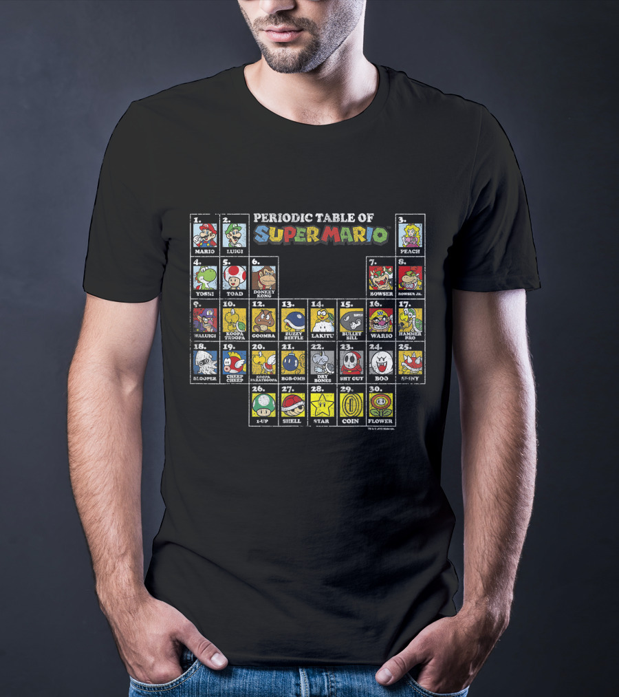 Periodic Table Of Super Mario Characters And Items T-Shirt