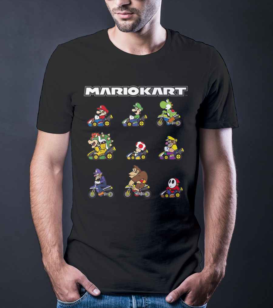 Mario Kart Characters On Bikes Grid T-Shirt