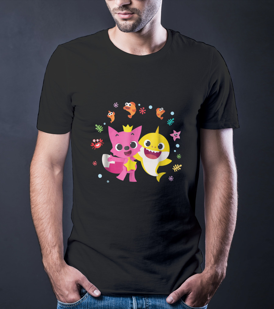 Pinkfong And Baby Shark Sea Adventure With Fish And Starfish T-Shirt