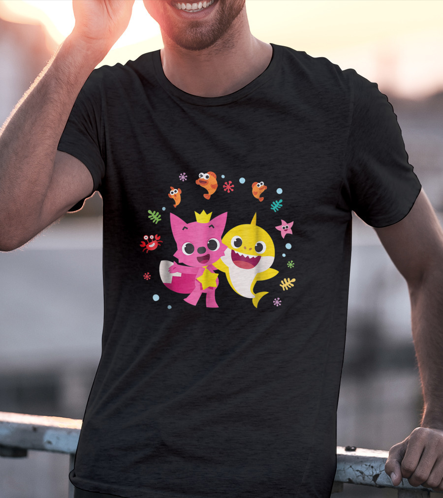 Pinkfong And Baby Shark Sea Adventure With Fish And Starfish T-Shirt