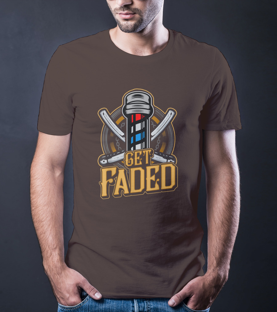 Get Faded Barber Pole Straight Razor T-Shirt