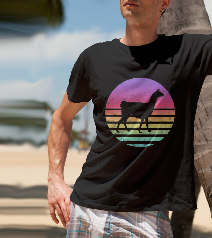 Classic Llama Retro Sunset T-Shirt