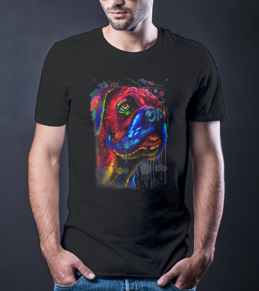 Cane Corso Watercolour Dog Face Art Multicolor Funny T-Shirt