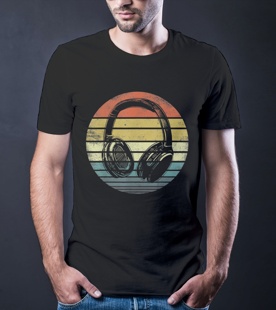 Music Lover Producer DJ Retro Headphones T-Shirt
