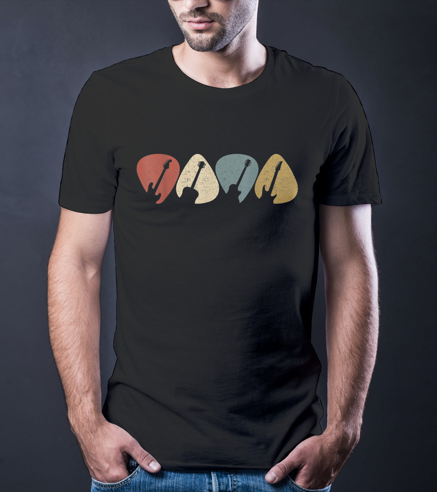 Vintage Guitar Pick Silhouette For Guitarist T-Shirt