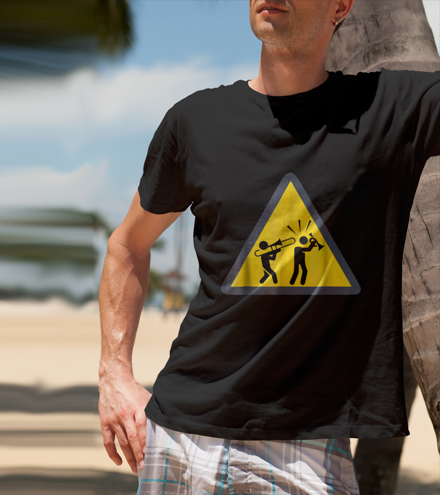 Trombone Funny Trombonist Warning Sign Icons T-Shirt