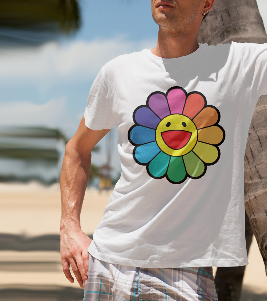 Takashi Murakami Smiling Flower Rainbow Colors T-Shirt