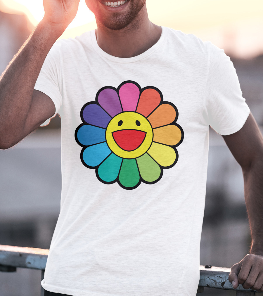 Takashi Murakami Smiling Flower Rainbow Colors T-Shirt