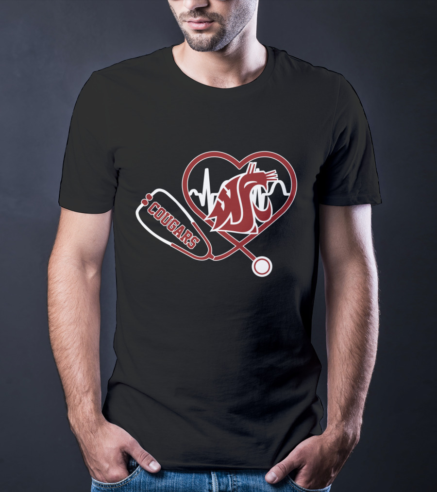 Cougars Washington State Heartbeat Stethoscope T-Shirt