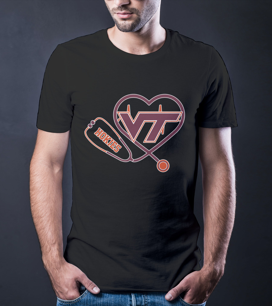 VT Hokies Heart Stethoscope T-Shirt