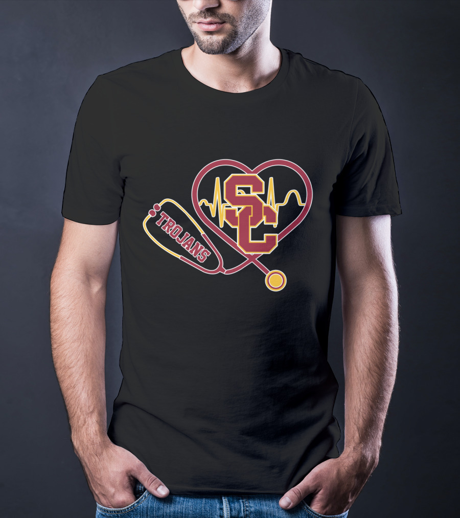 USC Trojans Heartbeat Stethoscope T-Shirt