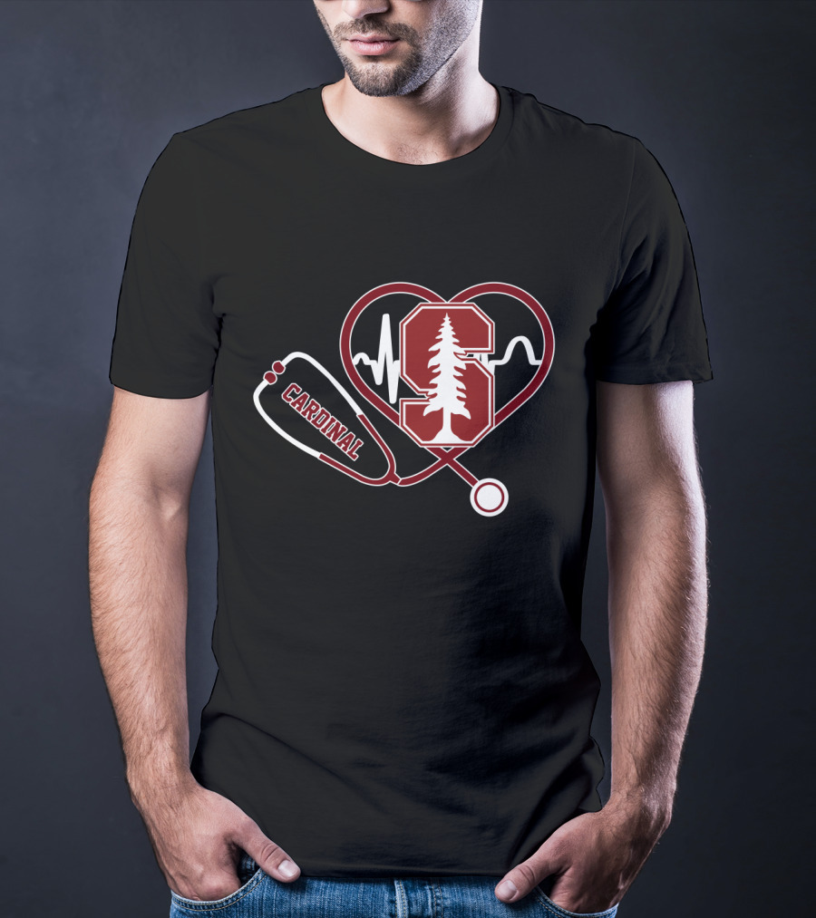 Stanford Cardinal Medical Stethoscope Heartbeat T-Shirt