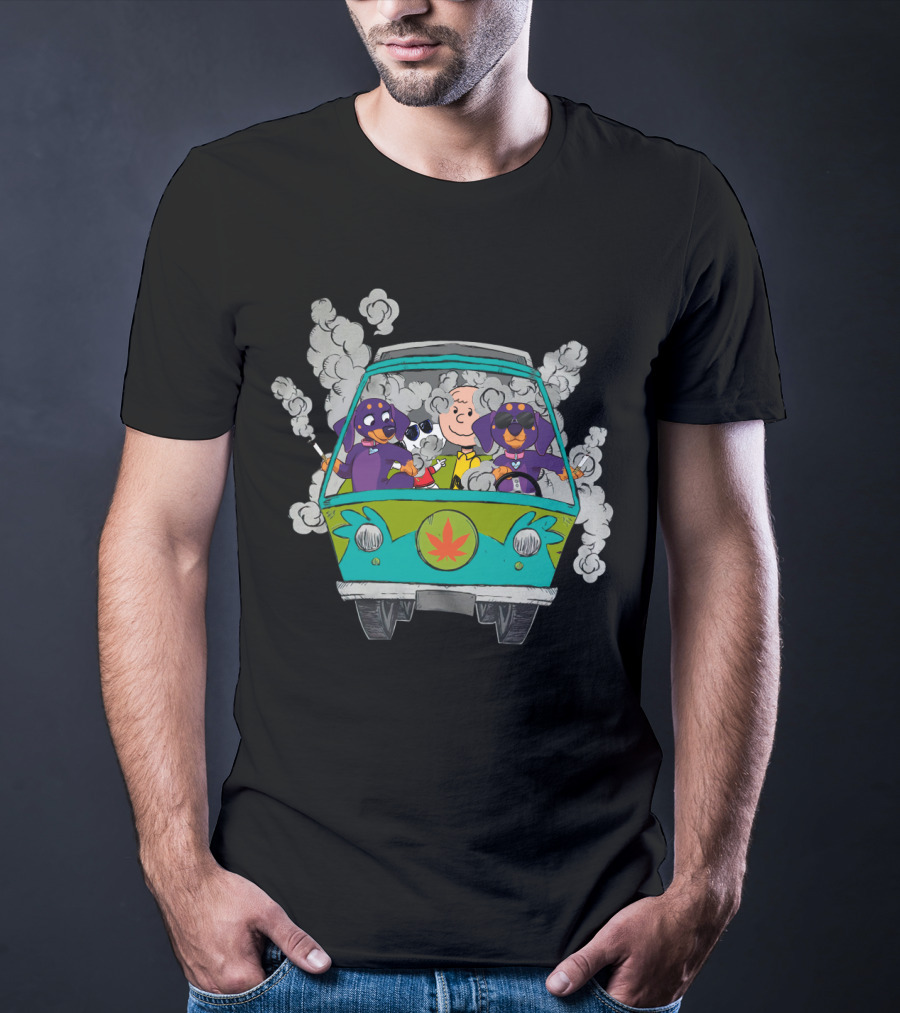 Dachshund Ds0 Smoke Van Adventure With Iconic Cartoon Characters T-Shirt