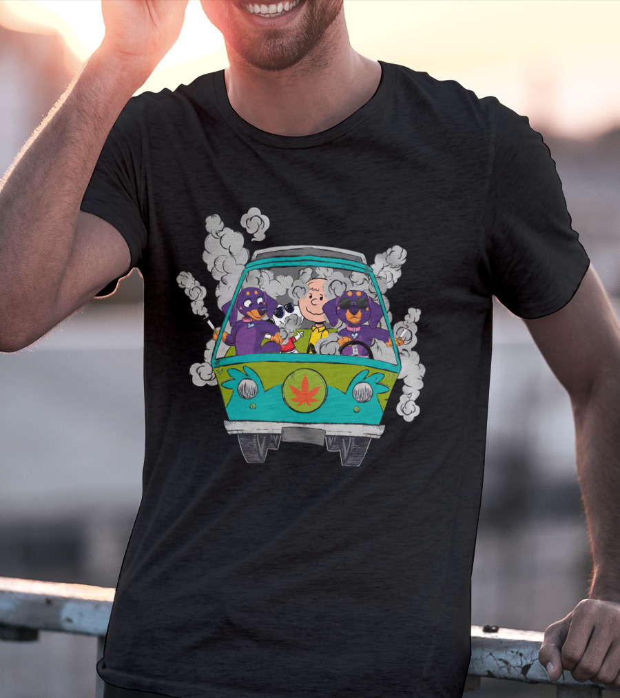 Dachshund Ds0 Smoke Van Adventure With Iconic Cartoon Characters T-Shirt