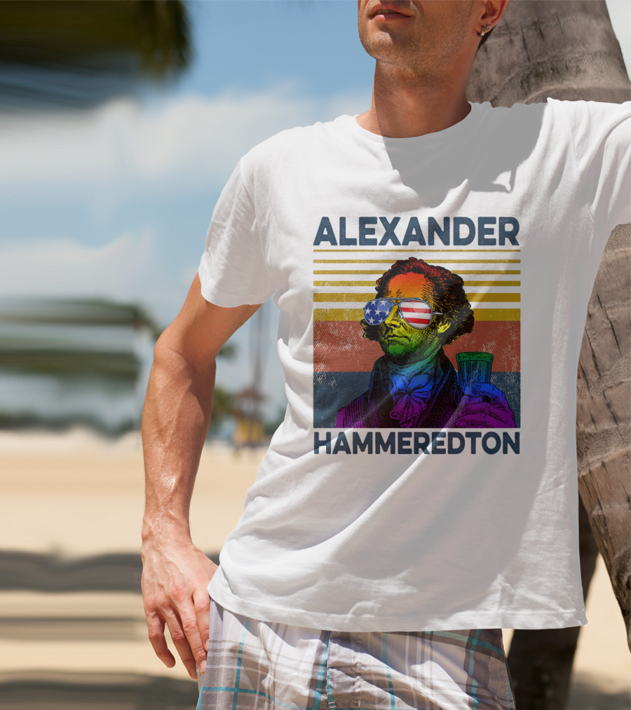 Alexander Hammeredton American Flag Sunglasses Beer Drink T-Shirt