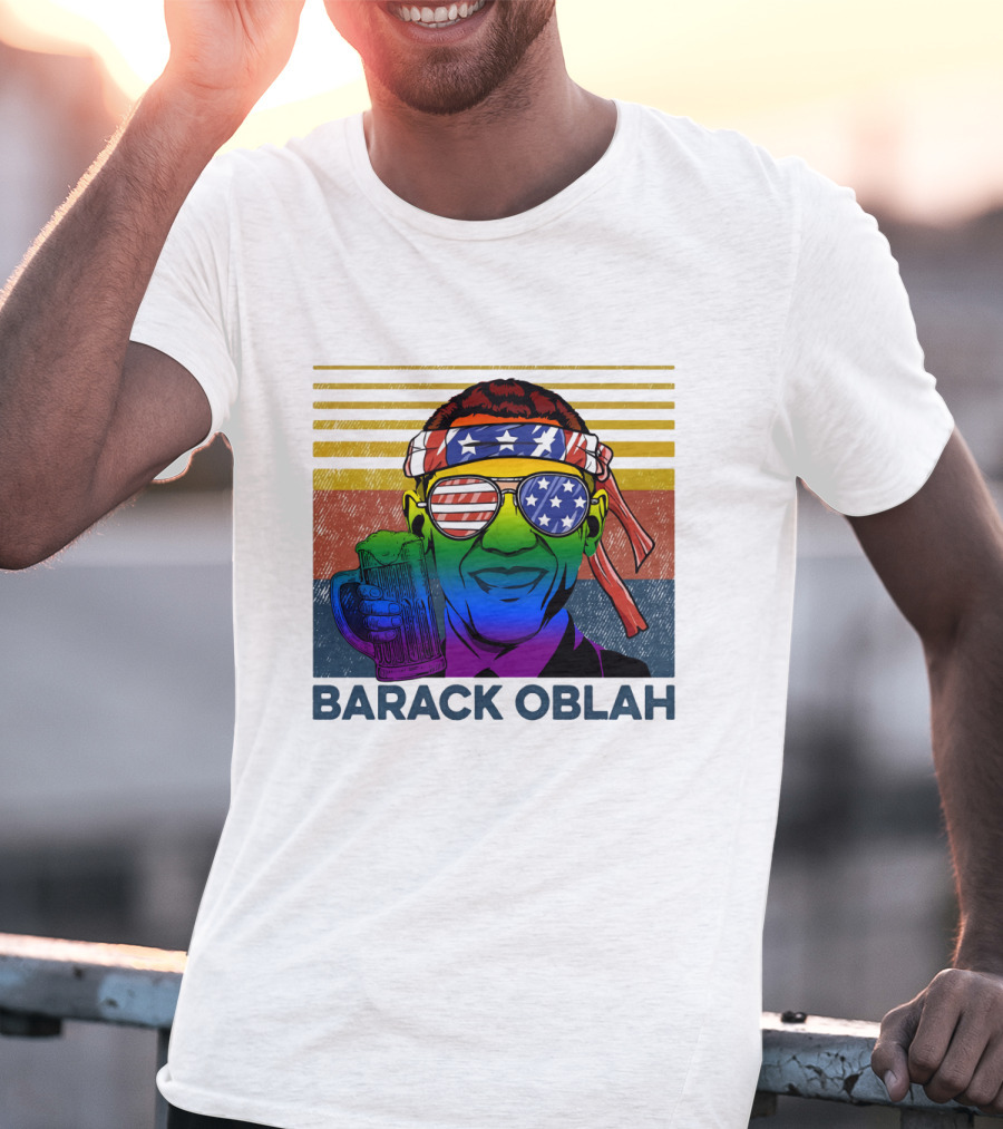 Barack Oblah Patriotic Headband Rainbow Sunglasses Beer Mug T-Shirt
