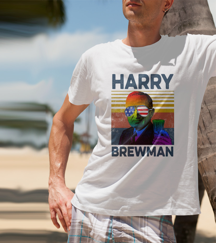 HARRY BREWMAN Patriotic Sunglasses Beer Drink T-Shirt
