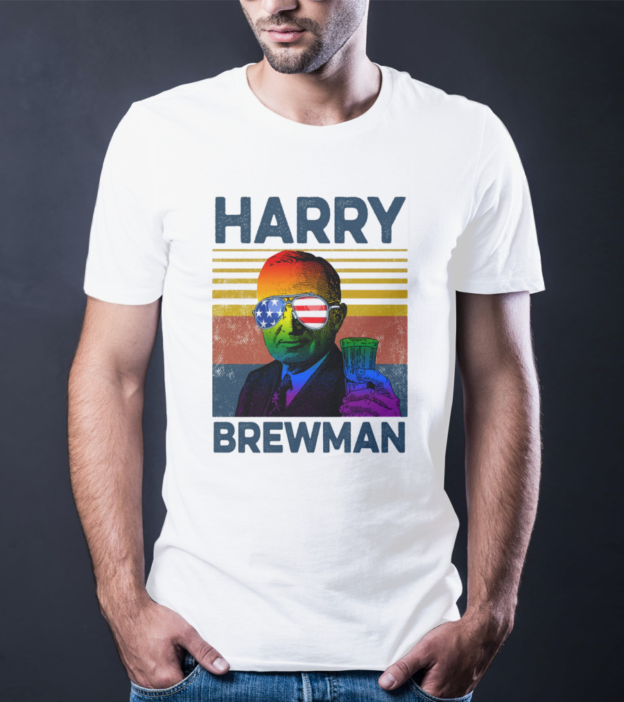 HARRY BREWMAN Patriotic Sunglasses Beer Drink T-Shirt